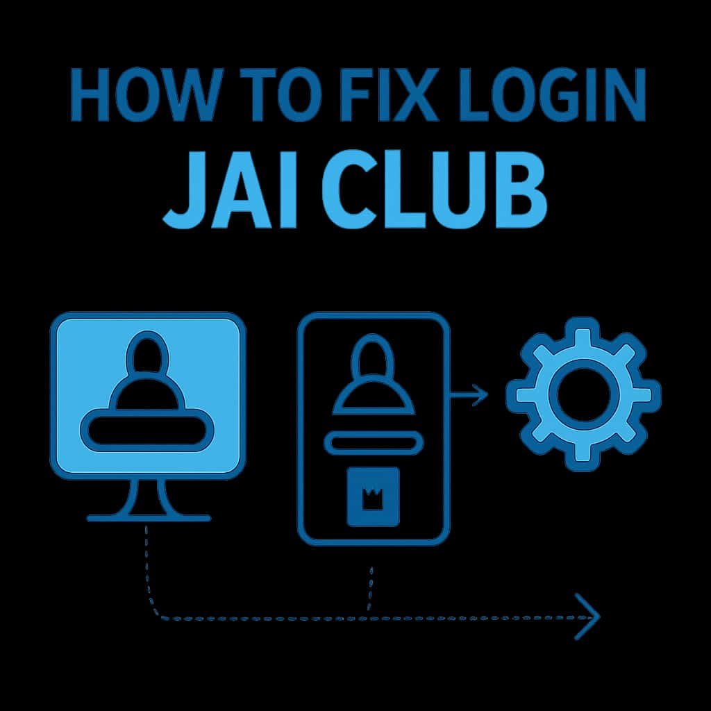 An educational diagram explaining troubleshooting steps for Jai Club login.