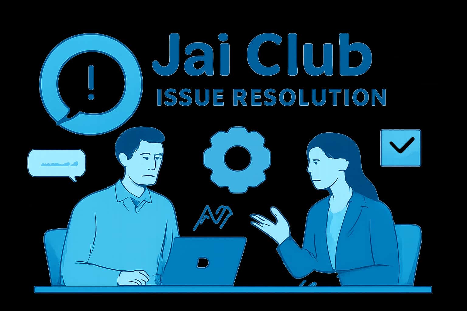 An informational scene about Jai Club Issue Resolution with a focus on technology.