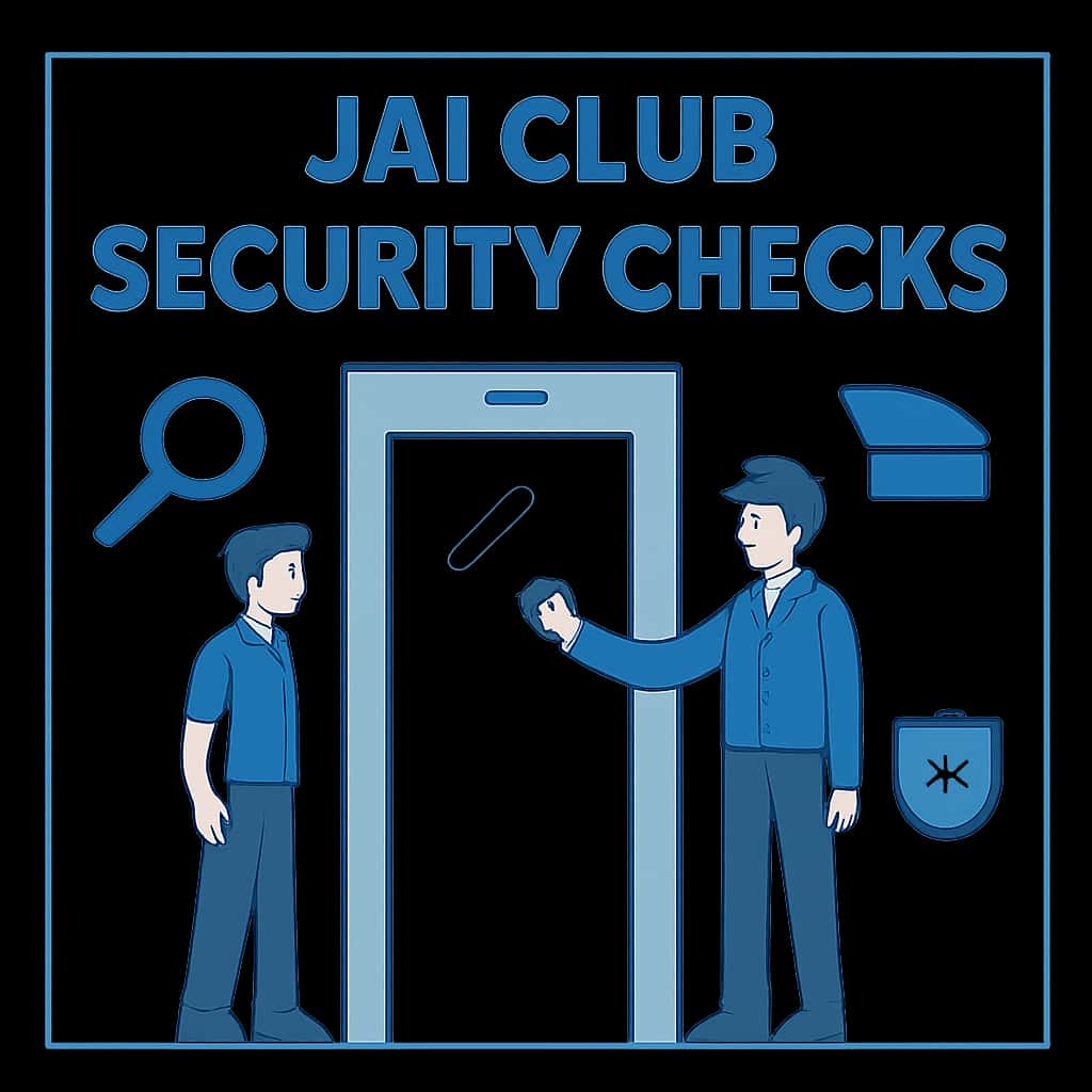 An educational diagram explaining security checks for Jai Club, featuring the text 'Jai Club'.