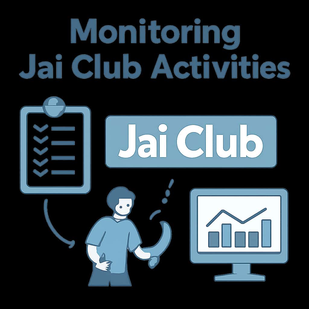 A diagram showcasing the monitoring process of Jai Club activities.